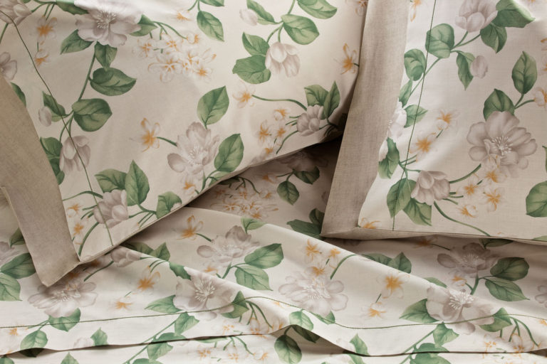 Lenzuola Matrimoniali 100% Cotone - Set Completo Con Fiori E Righe - Cancun Azzurro